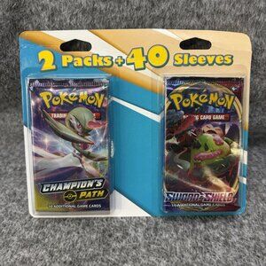 ✅Pokemon Sword & Shield & Champions Path 2-Pack +40 Sleeves Sealed Booster Cards